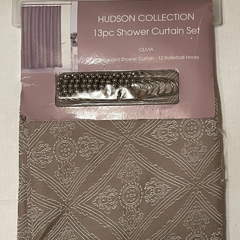NWT Taupe 13 piece shower curtain.